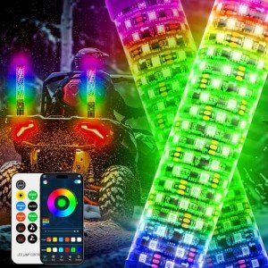 DREAMOTOR 1FT RGB Whip Lights with Remote Control