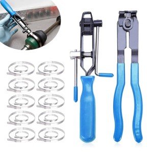 2 CV Boot Clamp Plier with 20PCS 304 Stainless Steel CV Boot Clamps,CV Axle Removal Tool,Hose Band Axle Pliers Car Banding Tool Kit,Dust Cover Clip Removal Pliers Repair Tool Accessories, Blue