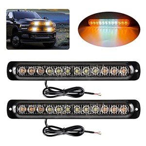 12-LED Amber & White Emergency Strobe Light Bar