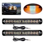 12-LED Amber & White Emergency Strobe Light Bar
