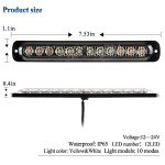 12-LED Amber & White Emergency Strobe Light Bar
