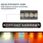 12-LED Amber & White Emergency Strobe Light Bar