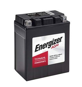 Energizer TX14AHL AGM Motorcycle and ATV 12V Battery, 210 Cold Cranking Amps and 12 Ahr. Replaces: YTX14AHL-BS and others, Black, 133mmx90mmx164mm