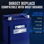 TYKOOL YTX14-BS/YTX14H/GYZ16H Lithium LiFePO4 Motorcycle Battery,12V 8Ah,480CCA,Built in BMS,Powersports Battery,for ATV,UTV,Jet Ski,Snowmobile,Quad,Riding Lawn Mower,Tractor,Polaris Battery