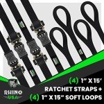Rhino USA 4-Pack Ratchet Tie Down Straps