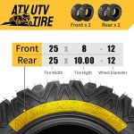 Set of 4 All-Terrain ATV/UTV Tires 25x8-12 & 25x10-12