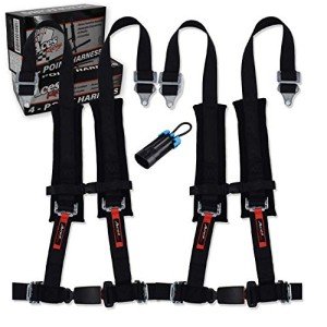 AAAA Aces Racing Polaris RZR 4 Point Harness (Pair) with Seat Belt Bypass ((PAIR) BLACK)