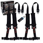 AAAA Aces Racing Polaris RZR 4 Point Harness (Pair) with Seat Belt Bypass ((PAIR) BLACK)