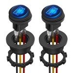 Waterproof 12V LED Rocker Switch - 2 Pack