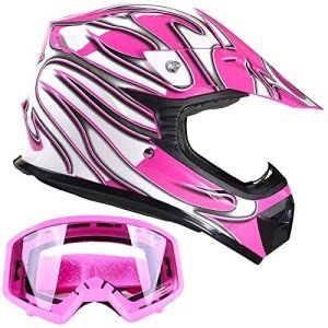 Typhoon Kids Pink Offroad Helmet & Goggles Set