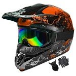 Kids Full Face Dirt Bike Helmet Set - Orange
