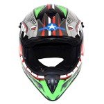 1Storm Shark Green Motocross Helmet - Size L
