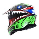1Storm Shark Green Motocross Helmet - Size L