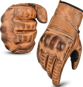 Men's Leather Touchscreen Motorcycle Gloves - All-Weather