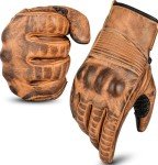 Men's Leather Touchscreen Motorcycle Gloves - All-Weather