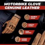 Men's Leather Touchscreen Motorcycle Gloves - All-Weather