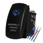 Blue LED Windshield Washer Wiper Rocker Switch