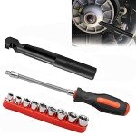 Belt Changing Tool and Clutch Cover Removal Tool For Polaris RZR S 900/ XP/RZR XP4 1000, with Flexible Driver & Reversible Sockets 5mm-13mm Tool Kit - Black