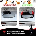 Devil Horn Rearview Mirror Cover & Bat Stickers