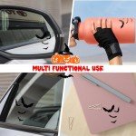 Devil Horn Rearview Mirror Cover & Bat Stickers