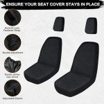smotrcc Rhino 700 Seat Covers with Headrest Covers - Waterproof PU Coatin Compatible with Rhino 700 660 450 2004-2021,Black UTV Seat Cover