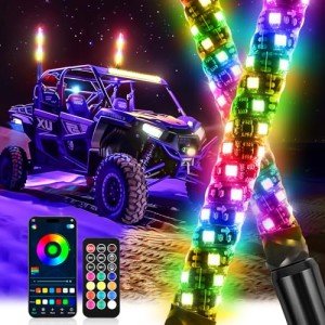 DREAMOTOR 1FT RGB LED Whip Lights with Remote