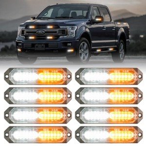 8-Pcs LED Emergency Strobe Grille Lights Set