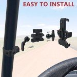 UTV Phone Mount - 360 Adjustable Heavy Duty Phone Holder Fit For 1.75 to 2 Inch UTV Roll Bar Compatible With Can-Am Maverick X3/ RZR/Ranger/Talon Pioneer 1000 For 4.0 Inch to 7.2 Inch Cell Phone