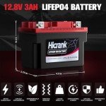 Hicrank 12V Lithium LiFePO4 ATV Battery 3Ah