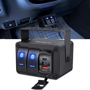 Nilight 2 Gang Rocker Switch Panel with USB Charger