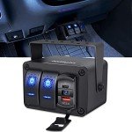 Nilight 2 Gang Rocker Switch Panel with USB Charger