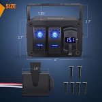 Nilight 2 Gang Rocker Switch Panel with USB Charger