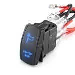 5Pin Laser Lighted Whip Switch - Blue 12V