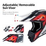 VCOROS Adult Motocross and ATV Helmet - Black Red