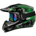 Yesmotor Kids Full Face Motocross Helmet Set - Green