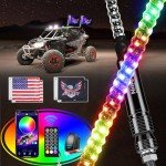 Nilight 2FT RGB LED ATV Whip Lights with Remote