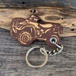 ForLeatherMore 4 Wheeler ATV Quad Genuine Leather Shape Keychain Off Road Durable & Lightweight Key Holder