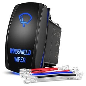 Nilight Windshield Wiper Rocker Switch Led Light Bar Switch 8Pin Laser （ON On Off DPDT switches 20A/12V 10A/24V Switch Blue with Jumper Wires Set for Cars Trucks RVs