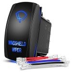 Nilight Windshield Wiper Rocker Switch Led Light Bar Switch 8Pin Laser （ON On Off DPDT switches 20A/12V 10A/24V Switch Blue with Jumper Wires Set for Cars Trucks RVs