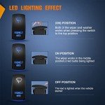 Nilight Windshield Wiper Rocker Switch Led Light Bar Switch 8Pin Laser （ON On Off DPDT switches 20A/12V 10A/24V Switch Blue with Jumper Wires Set for Cars Trucks RVs