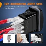 Nilight Windshield Wiper Rocker Switch Led Light Bar Switch 8Pin Laser （ON On Off DPDT switches 20A/12V 10A/24V Switch Blue with Jumper Wires Set for Cars Trucks RVs