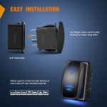 Nilight Windshield Wiper Rocker Switch Led Light Bar Switch 8Pin Laser （ON On Off DPDT switches 20A/12V 10A/24V Switch Blue with Jumper Wires Set for Cars Trucks RVs