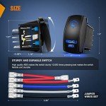 Nilight Windshield Wiper Rocker Switch Led Light Bar Switch 8Pin Laser （ON On Off DPDT switches 20A/12V 10A/24V Switch Blue with Jumper Wires Set for Cars Trucks RVs