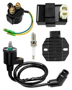 CDI Box Ignition Coil Kit Fit for Honda Recon 250 1997-2021 TRX250TE TM TRX250EX TRX250X with Voltage Regulator Rectifier Starter Relay Solenoid and Spark Plug