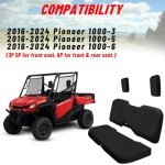 StarknightMT UTV Pioneer Seat Covers Compatible with 2016-2024 Pioneer 1000 1000-5(Front Seat),1000-6(Front and Rear Seat),Water-Repellent Bench Seat Cover -Black