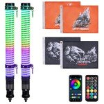 KEMIMOTO 2pc 2ft COB Fat Whip Lights for Side by Side, Turning Signal Function Compatible with Polaris RZR Can-Am Maverick X3, LED Whip Lights for UTV ATV Buggy Boat Offroad