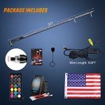 Nilight 1PC 3FT Spiral RGB Led Whip Light w/RGB Chasing/Dancing Light RF Remote Control Lighted Antenna Whips for Can-am ATV UTV RZR Polaris Dune Buggy 4 Wheeler Offroad Jeep Truck