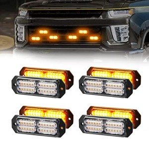 Amber LED Grille Strobe Light Bar - 8PC Set