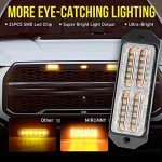 Amber LED Grille Strobe Light Bar - 8PC Set