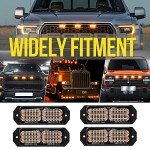 Amber LED Grille Strobe Light Bar - 8PC Set